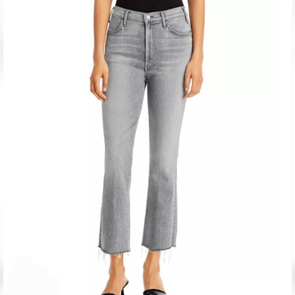 MOTHER The Hustler High Rise Frayed Flare Leg‎ Ankle Jeans in Daytona Nights 24